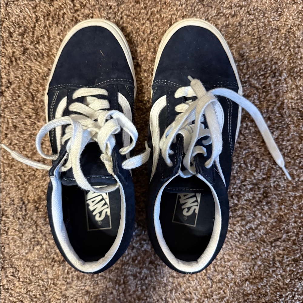 Vans Women’s Navy and White Skate Sneakers